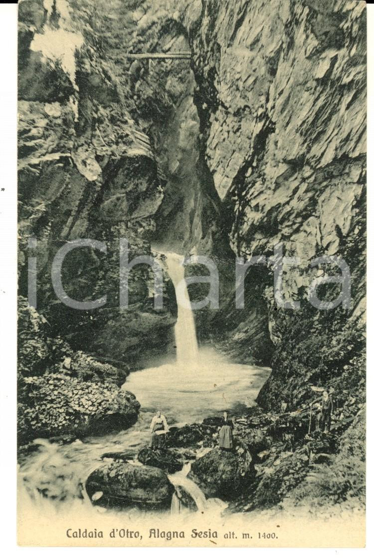 Cartolina originale da collezione 1915 ca ALAGNA VALSESIA VC Caldaia d Otro Cartolina ANIMATA DANNEGGIATA FP NV 1