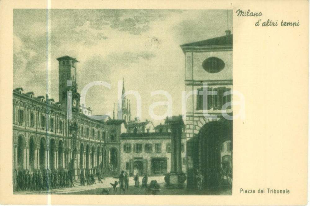 Cartolina originale da collezione 1973 MILANO D ALTRI TEMPI Piazza del Tribunale Cartolina FG VG 1