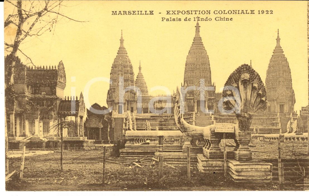 Cartolina originale da collezione 1922 MARSEILLE Exposition Coloniale  Palais de l INDOCHINE Carte postale FP 1