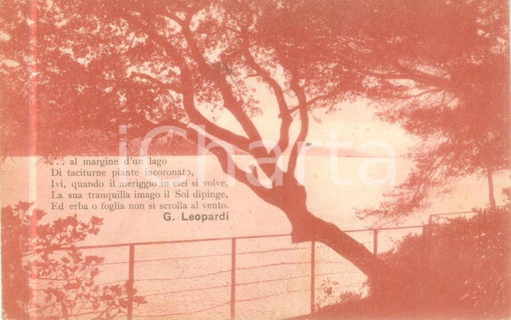 Cartolina originale da collezione 1933 PORTO RECANATI MC Veduta del lago di LEOPARDI Cartolina FP VG 1