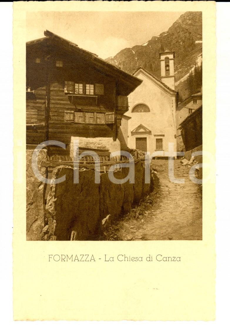Cartolina originale da collezione 1930 ca FORMAZZA VB Chiesa di CANZA  Cartolina albergo CASCATA DEL TOCE FP NV 1