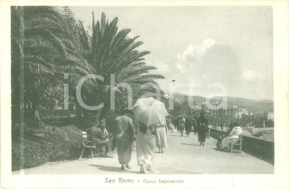 Cartolina originale da collezione 1930 ca SANREMO IM A passeggio per Corso Imperatrice Cartolina FP VN 1