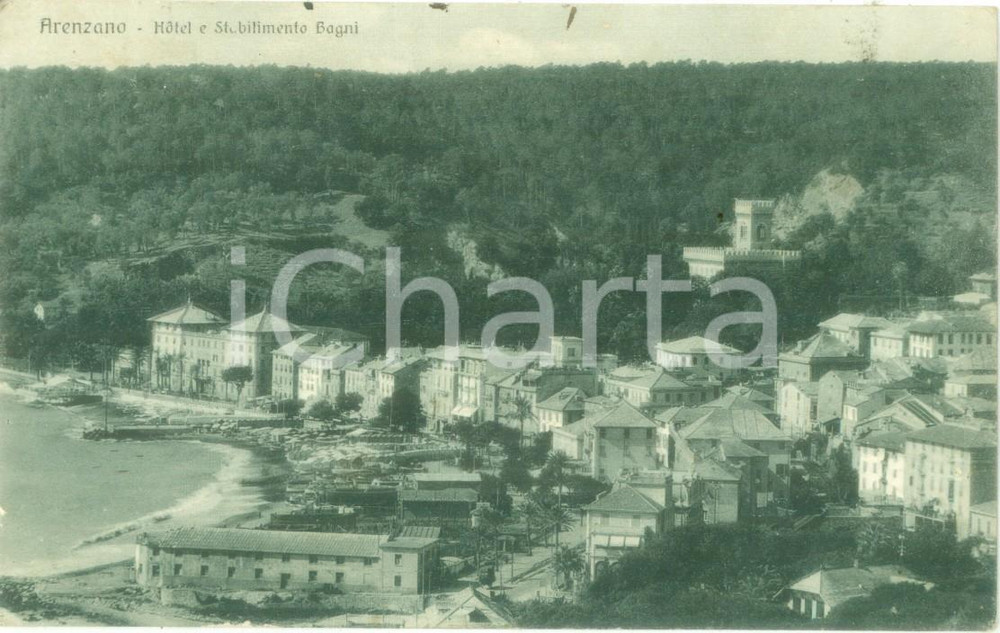 Cartolina originale da collezione 1932 ARENZANO GE Hotel e Stabilimento BAGNI Cartolina FP VG 1