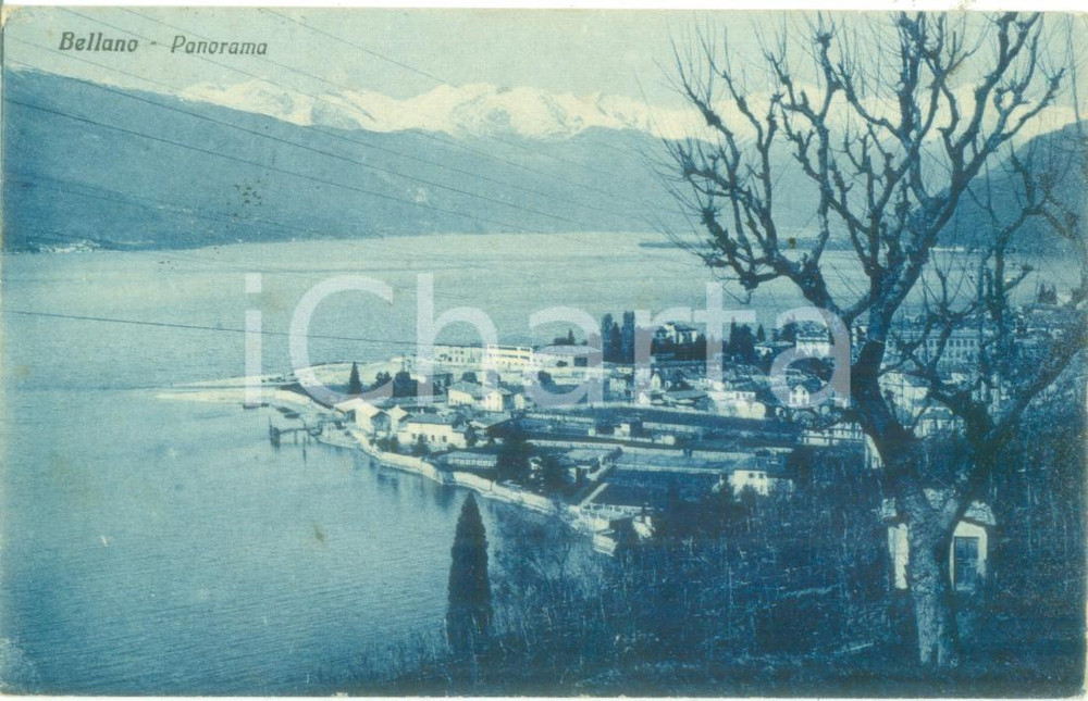 Cartolina originale da collezione 1930 BELLANO LC Panorama con il lago di COMO Cartolina postale FP VG 1