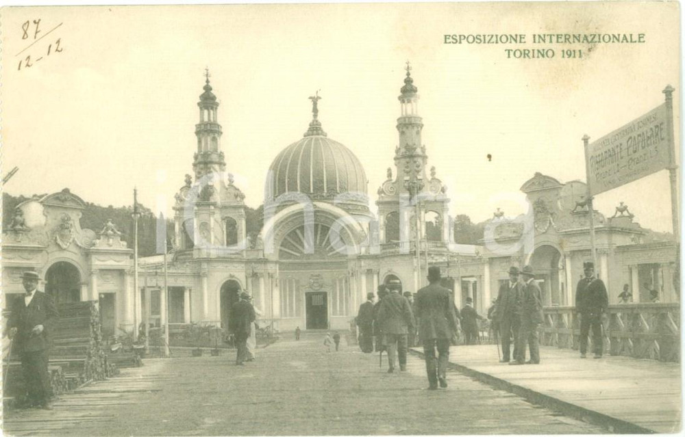 Cartolina originale da collezione 1911 TORINO ESPOSIZIONE INTERNAZIONALE Padiglione Italiani all Estero Ristorante 1