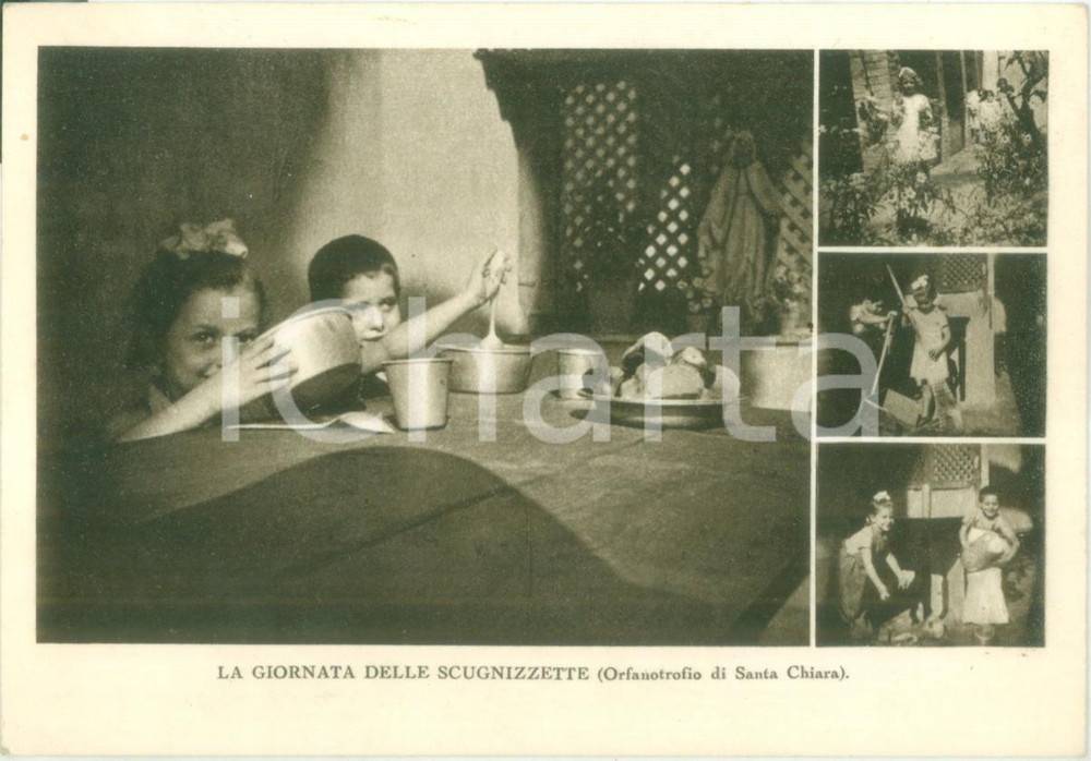 Cartolina originale da collezione 1940 ca NAPOLI Giornata delle Scugnizzette di SANTA CHIARA Cartolina FG NV 1