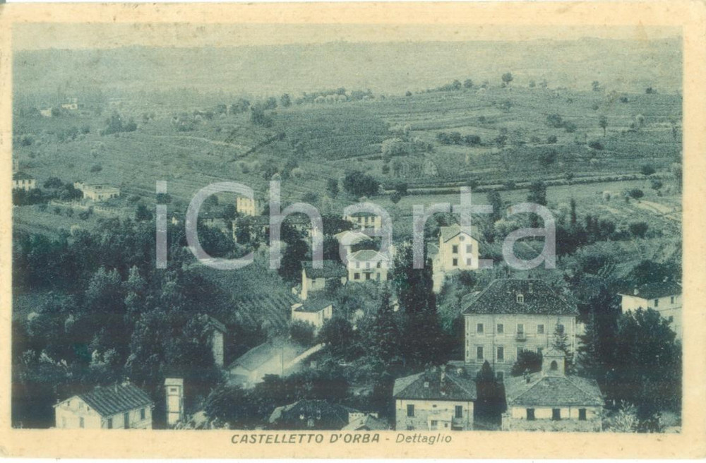 Cartolina originale da collezione 1929 CASTELLETTO D ORBA AL Panorama con vigneti Cartolina FP VG 1