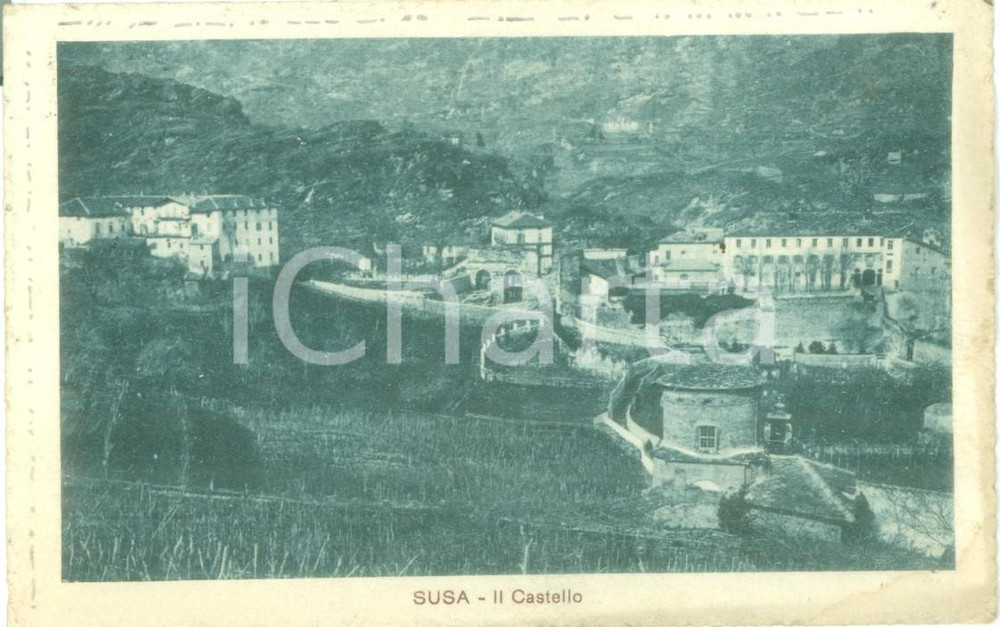 Cartolina originale da collezione 1922 SUSA TO Veduta aerea del Castello Cartolina postale FP VG 1