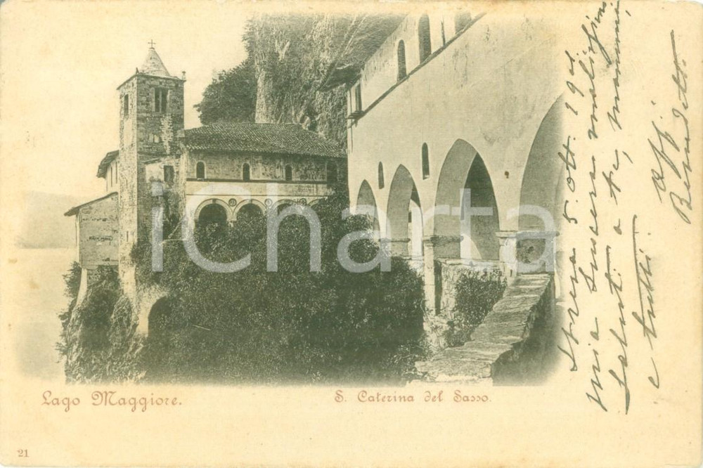 Cartolina originale da collezione 1901 LEGGIUNO VA Monastero di Santa Caterina del Sasso Cartolina FP VG 1