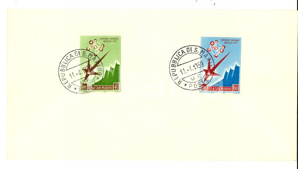 Materiale pubblicitario d’epoca 1959 REPUBBLICA SAN MARINO  Esposizione Universale BRUXELLES Busta 1
