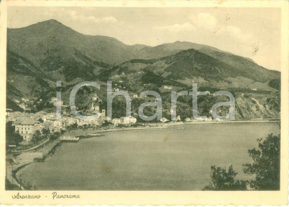 Cartolina originale da collezione 1937 ARENZANO GE Panorama del paese e del golfo Cartolina postale FG VG 1