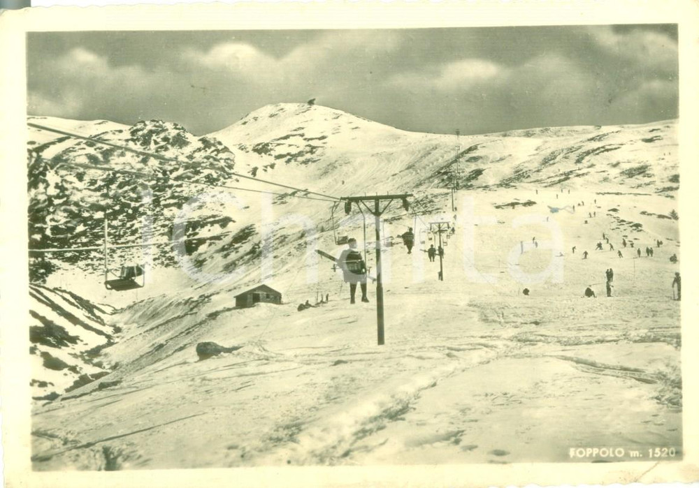 Cartolina originale da collezione 1952 FOPPOLO BG Sciatori sulla seggiovia Cartolina postale FG VG 1