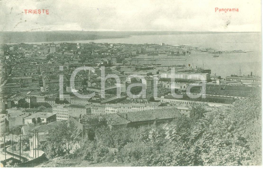 Cartolina originale da collezione 1916 TRIESTE Panorama generale con il golfo Cartolina FP VG 1