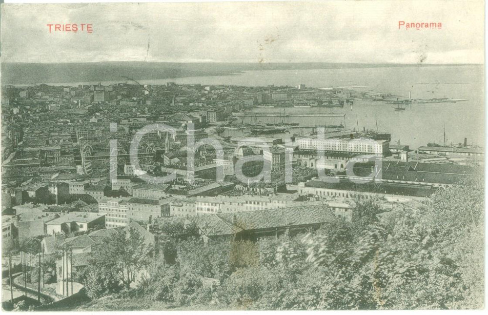 Cartolina originale da collezione 1915 TRIESTE Panorama generale con il golfo Cartolina FP VG 1