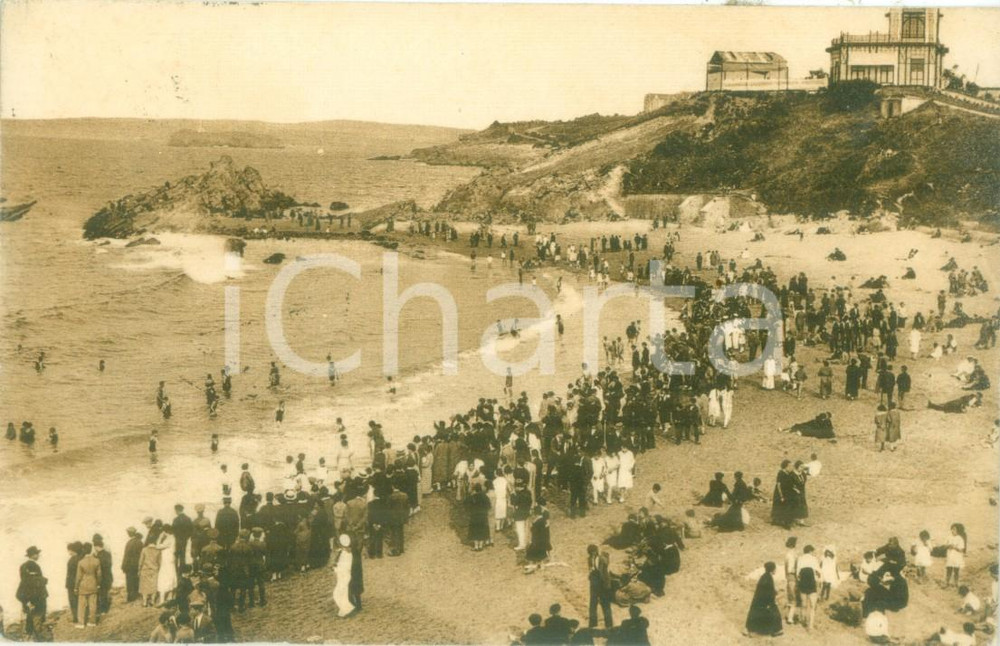 Cartolina originale da collezione 1928 SANTANDER SPAGNA La playa de la CONCHA Cartolina ANIMATA FP VG 1