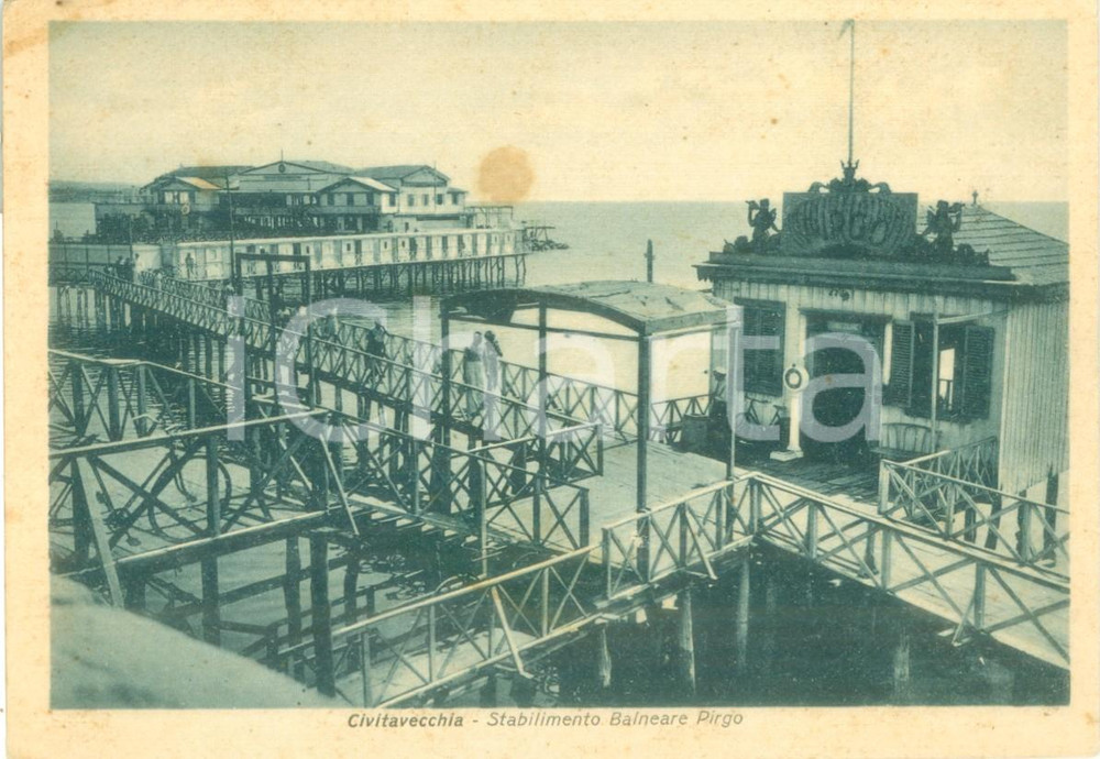 Cartolina originale da collezione 1941 CIVITAVECCHIA RM Stabilimento Balneare PIRGO Cartolina FG NV 1