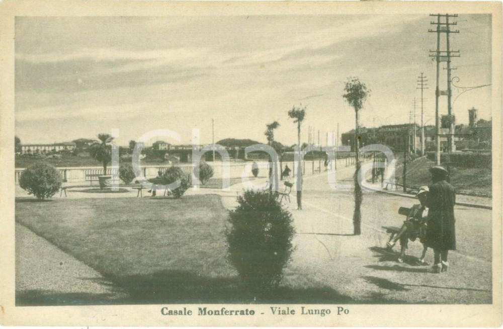 Cartolina originale da collezione 1930 ca CASALE MONFERRATO AL Veduta del Viale LUNGO PO Cartolina FP NV 1