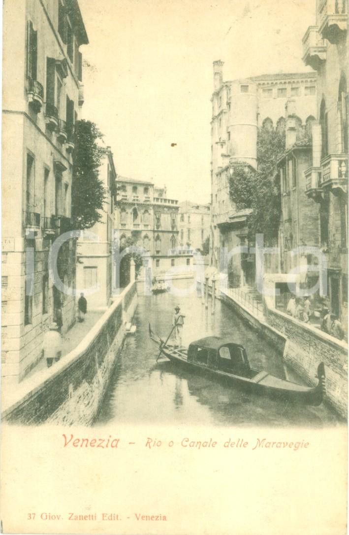 Cartolina originale da collezione 1911 VENEZIA Gondoliere sul Rio o Canale delle Maravegie Cartolina FP VG 1