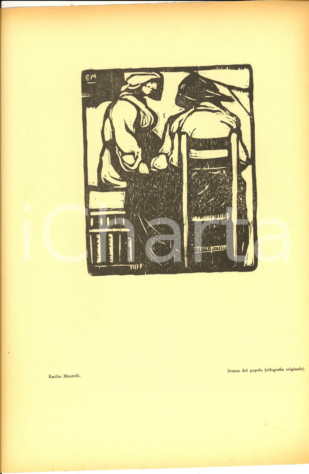 Stampa, bozzetto originale 1936 Emilio MANTELLI Donne del popolo Stampa da L EROICA nÂ° 217218 24x33 cm 1