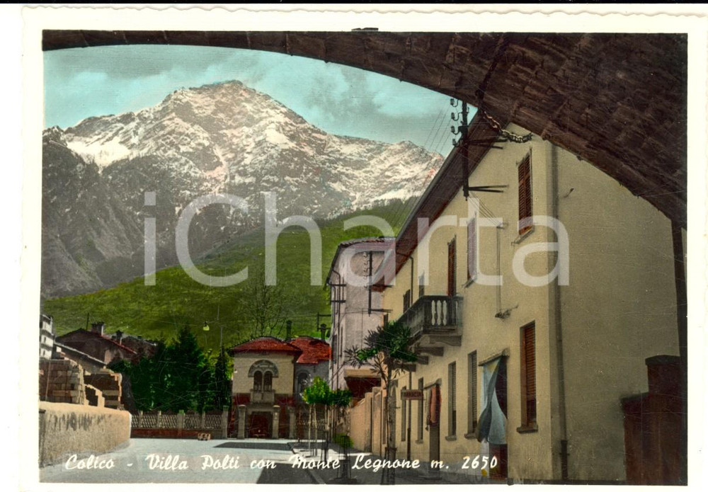 Cartolina originale da collezione 1960 ca COLICO LC Villa POLTI con Monte LEGNONE Cartolina postale FG NV 1