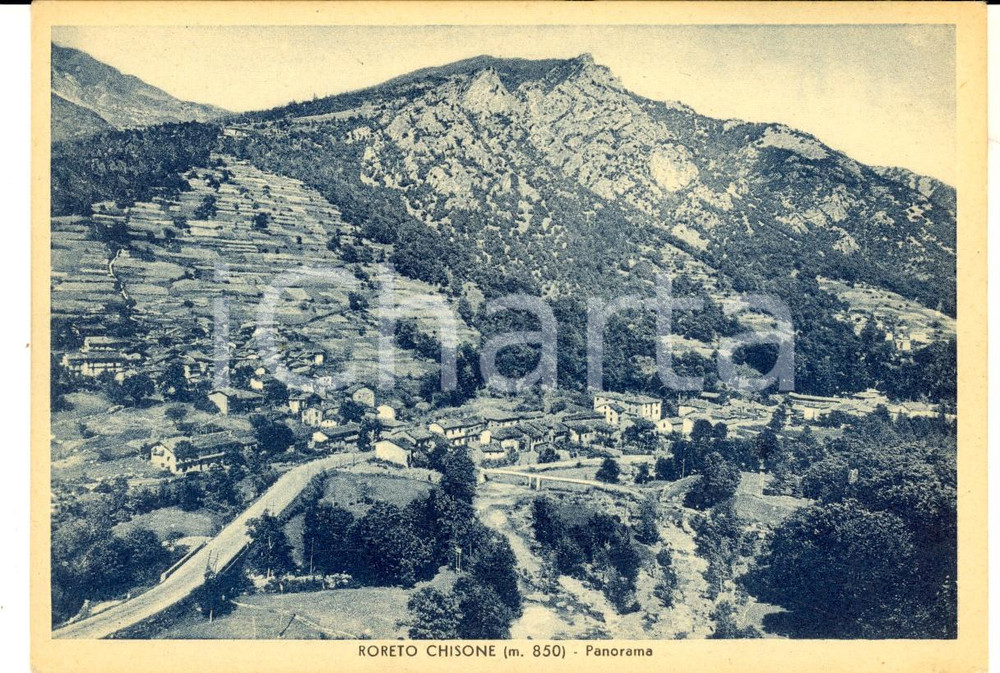 Cartolina originale da collezione 1940 ca RORETO CHISONE TO Panorama del paese Cartolina postale FG NV 1