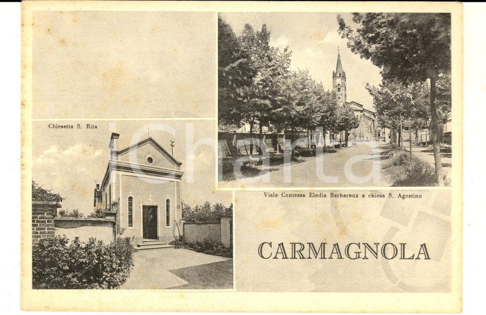 Cartolina originale da collezione 1940 ca CARMAGNOLA TO Vedutine chiesetta SANTA RITA Cartolina FG NV 1