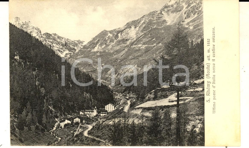 Cartolina originale da collezione 1920 SAINTRHEMYENBOSSES AOSTA Ultimo Paese sul confine Cartolina FP NV 1