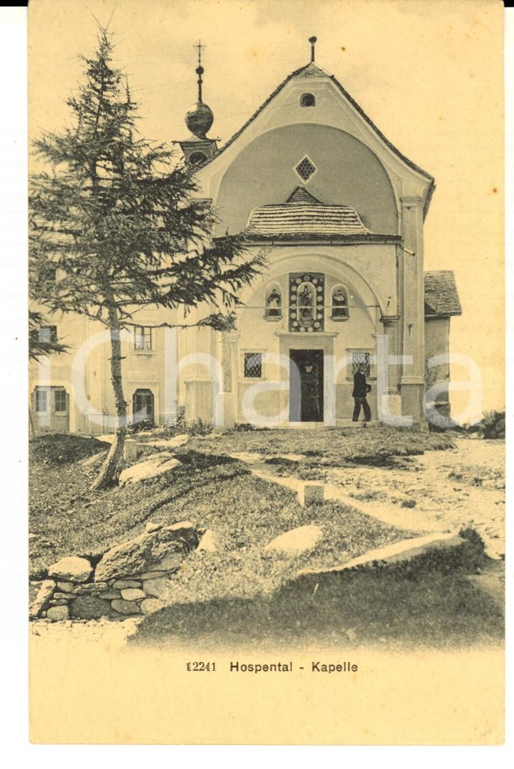 Cartolina originale da collezione 1915 ca HOSPENTAL SUISSE Kapelle Cartolina postale A ANIMATA FP NV 1