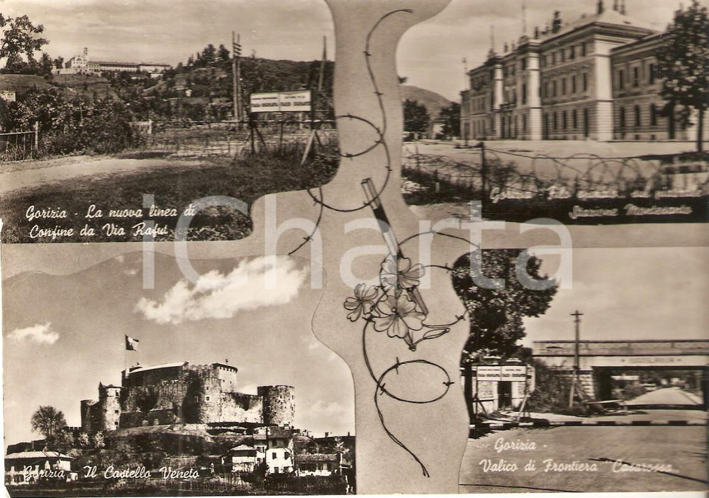 Cartolina originale da collezione 1954 GORIZIA Vedutine con filo spinato Cartolina FG VG 1