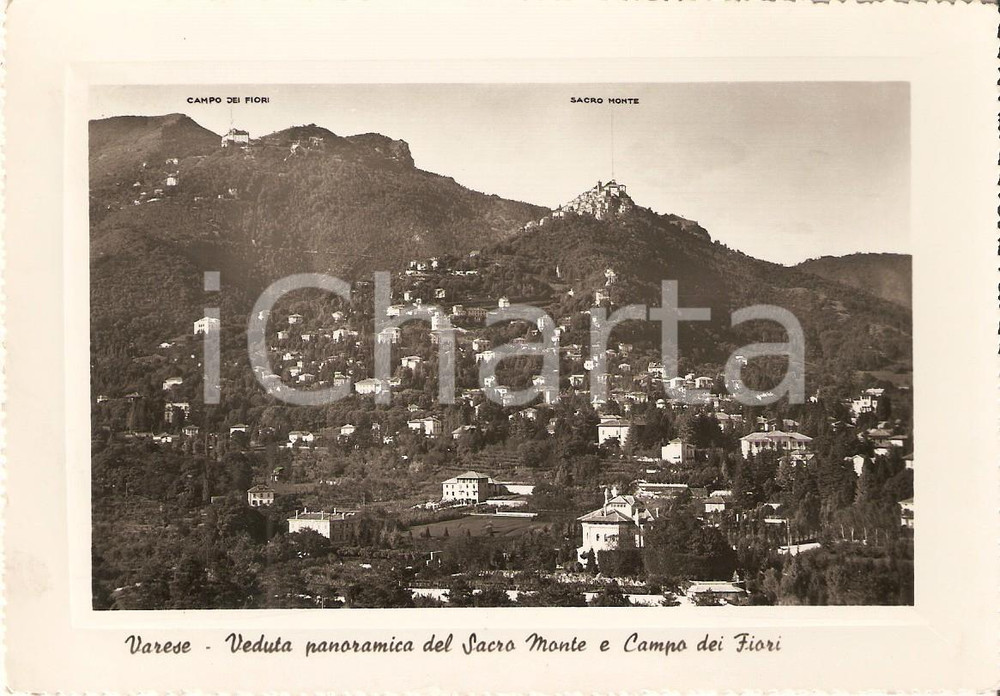 Cartolina originale da collezione 1950 ca VARESE Panorama con SACRO MONTE  e Campo dei Fiori Cartolina FG VG 1