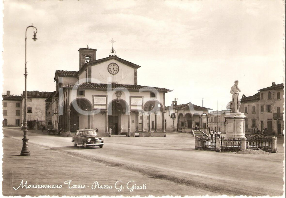 1955 ca MONSUMMANO TERME (PT) Auto in PIazza Giuseppe GIUSTI *Cartolina FG VG  CONDIZIONI: GOOD     originale e autentica 1