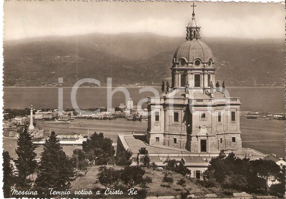 Cartolina originale da collezione 1954 MESSINA Tempio votivo a CRISTO RE Cartolina FG VG 1