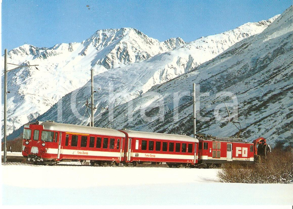 Cartolina originale da collezione 1980 ca FURKA  OBERALP BAHN Treno nella neve Cartolina FG NV 1