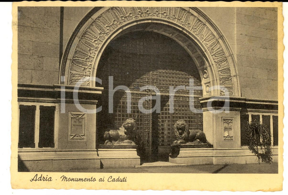Cartolina originale da collezione 1941 ADRIA RO Monumento ai Caduti Cartolina al conte Everardo MACOLA FG VG 1