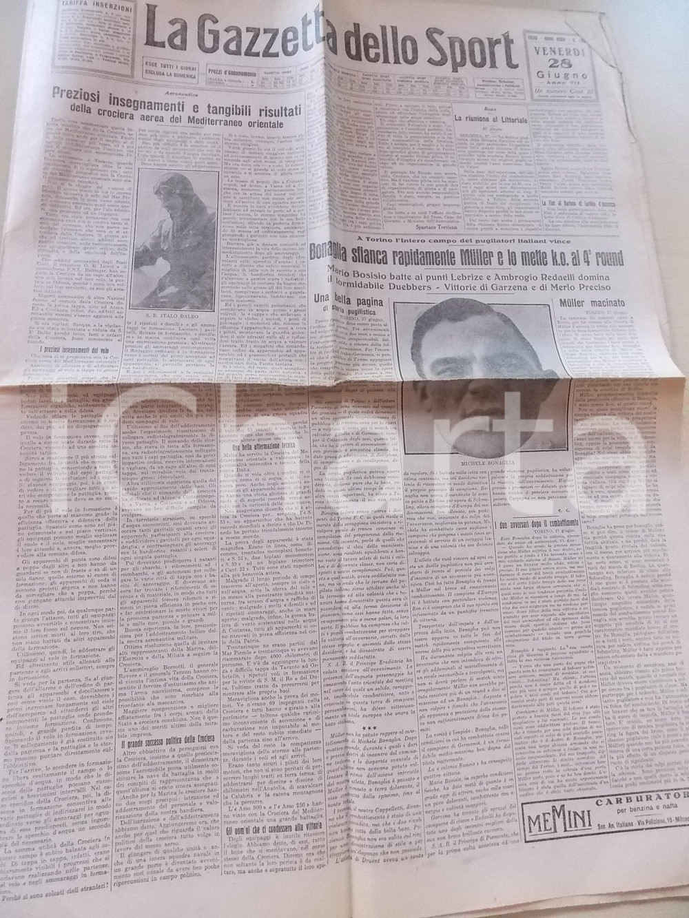 Giornale, rivista storica 1929 GAZZETTA DELLO SPORT Crociera aerea del Mediterraneo orientale Giornale 1
