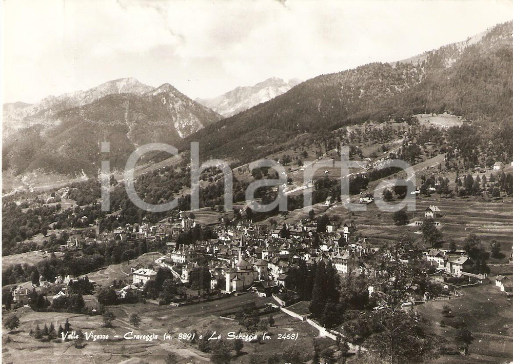 Cartolina originale da collezione 1962 CRAVEGGIA VB Panorama con PIZZO LA SCHEGGIA Cartolina FG VG 1