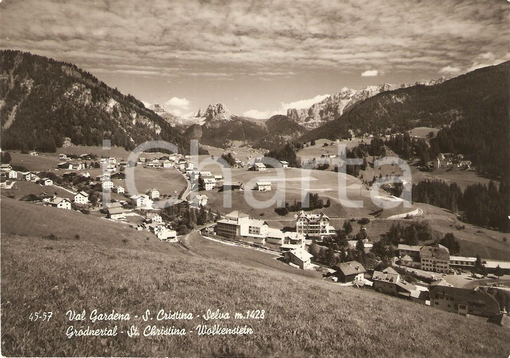 Cartolina originale da collezione 1966 SANTA CRISTINA VALGARDENA BZ Panorama con Monte SELVA Cartolina FG VG 1