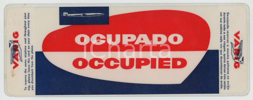 Materiale pubblicitario d’epoca 1970 ca BRAZIL Compagnia aerea VARIG  Segnaposto pubblicitario 26x10 cm 1