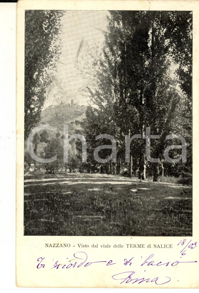 Cartolina originale da collezione 1903 SALICE TERME PV Veduta del castello di NAZZANO Cartolina FP VG 1