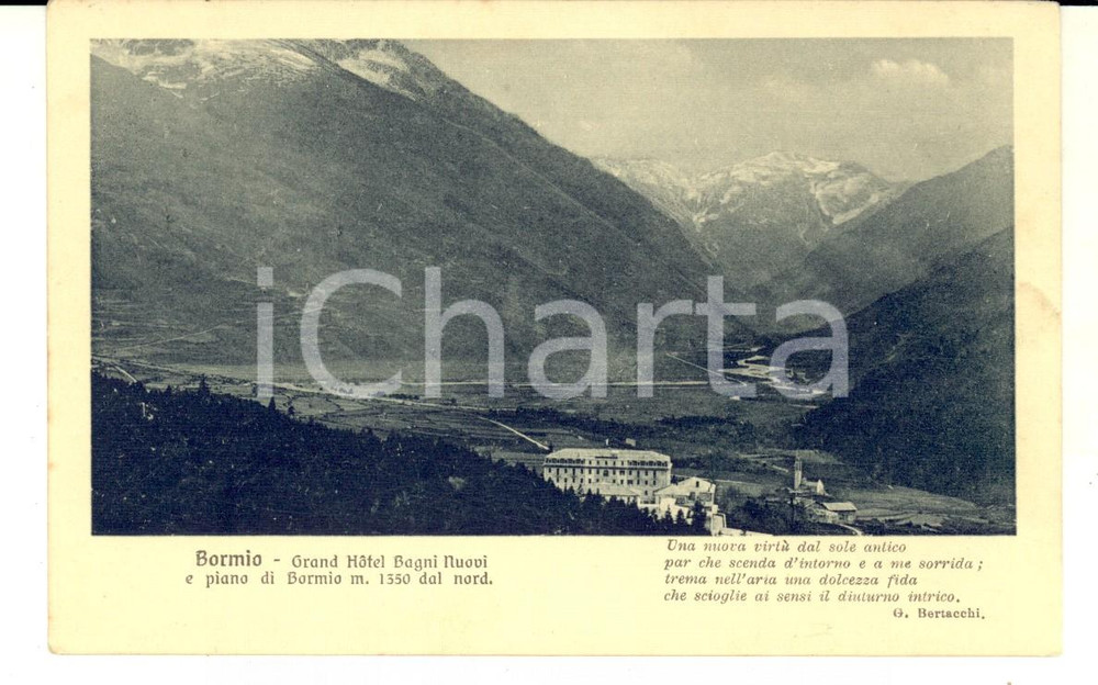 Cartolina originale da collezione 1915 ca BORMIO SO Grand Hotel Bagni Nuovi e piano di Bormio Cartolina FP NV 1
