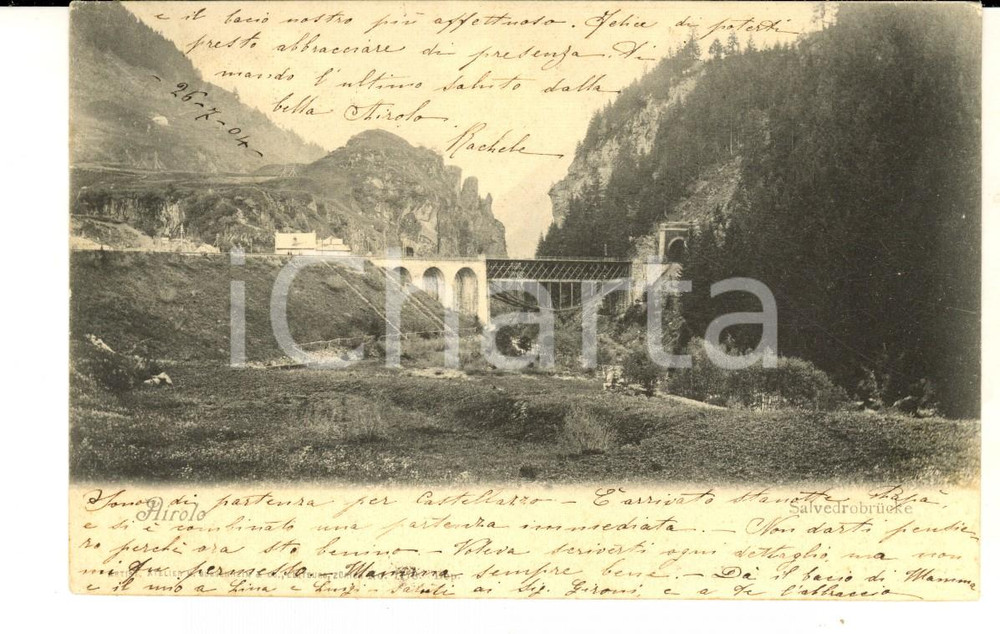 Cartolina originale da collezione 1904 AIROLO SVIZZERA Panorama con viadotto e galleria Cartolina FP VG 1