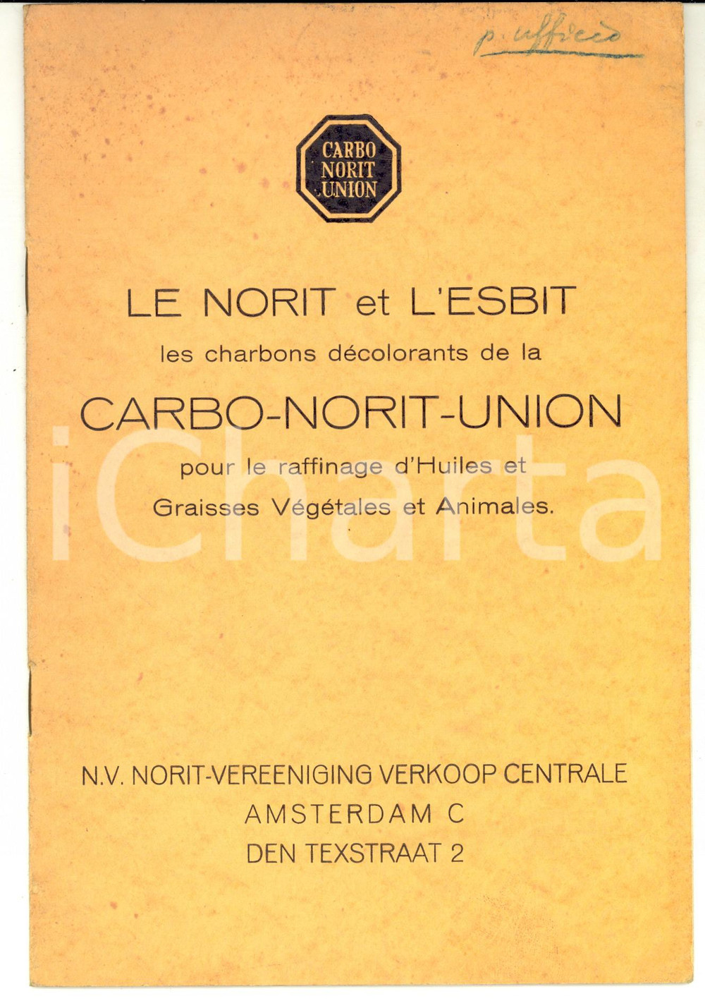 Libro, pubblicazione d epoca 1940 ca CARBONORITUNION Les charbons décolorants pour raffinage 16 pp. 1
