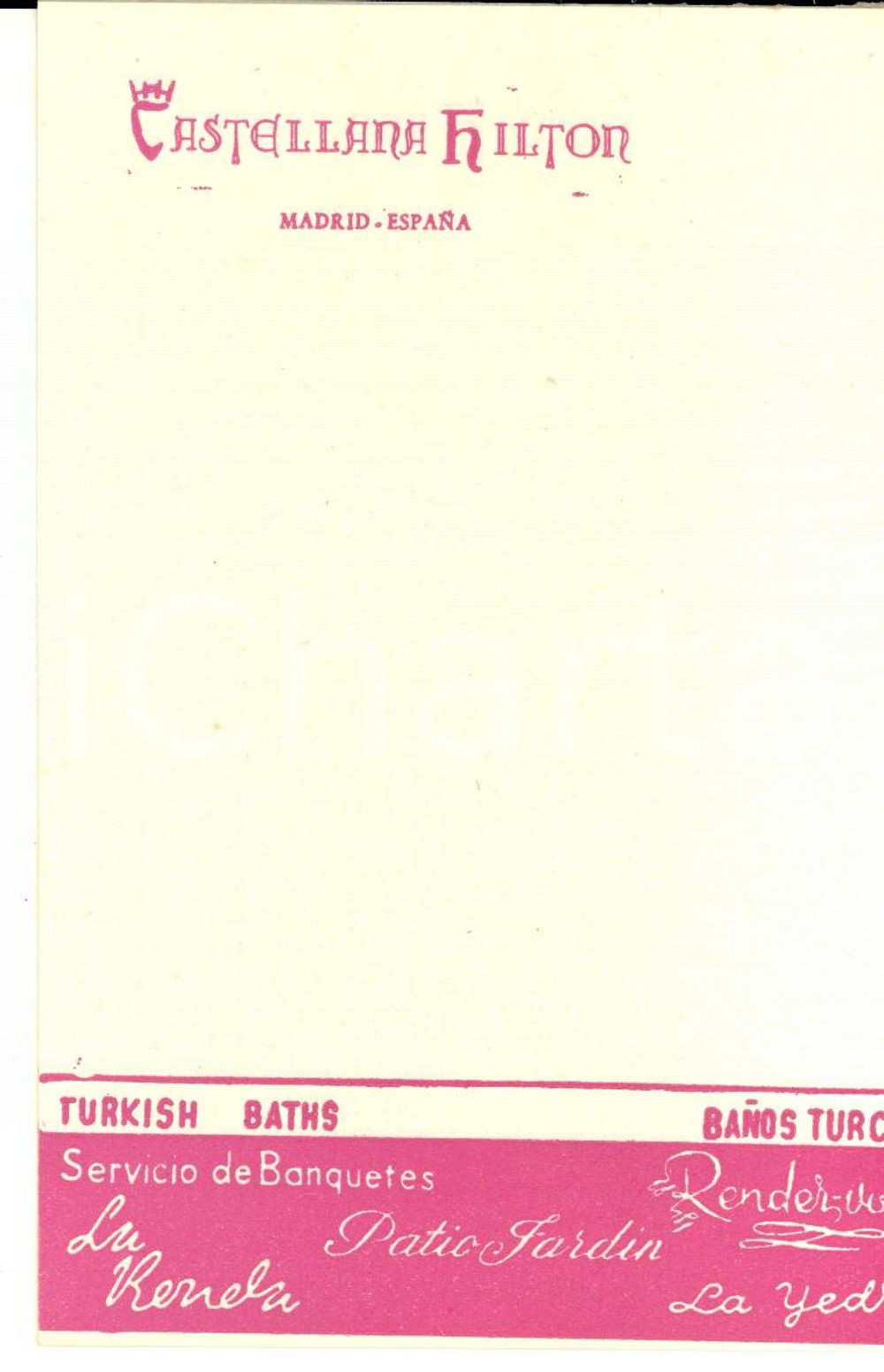 Materiale pubblicitario d’epoca 1970 ca MADRID CASTELLANA HILTON Block notes pubblicitario 1