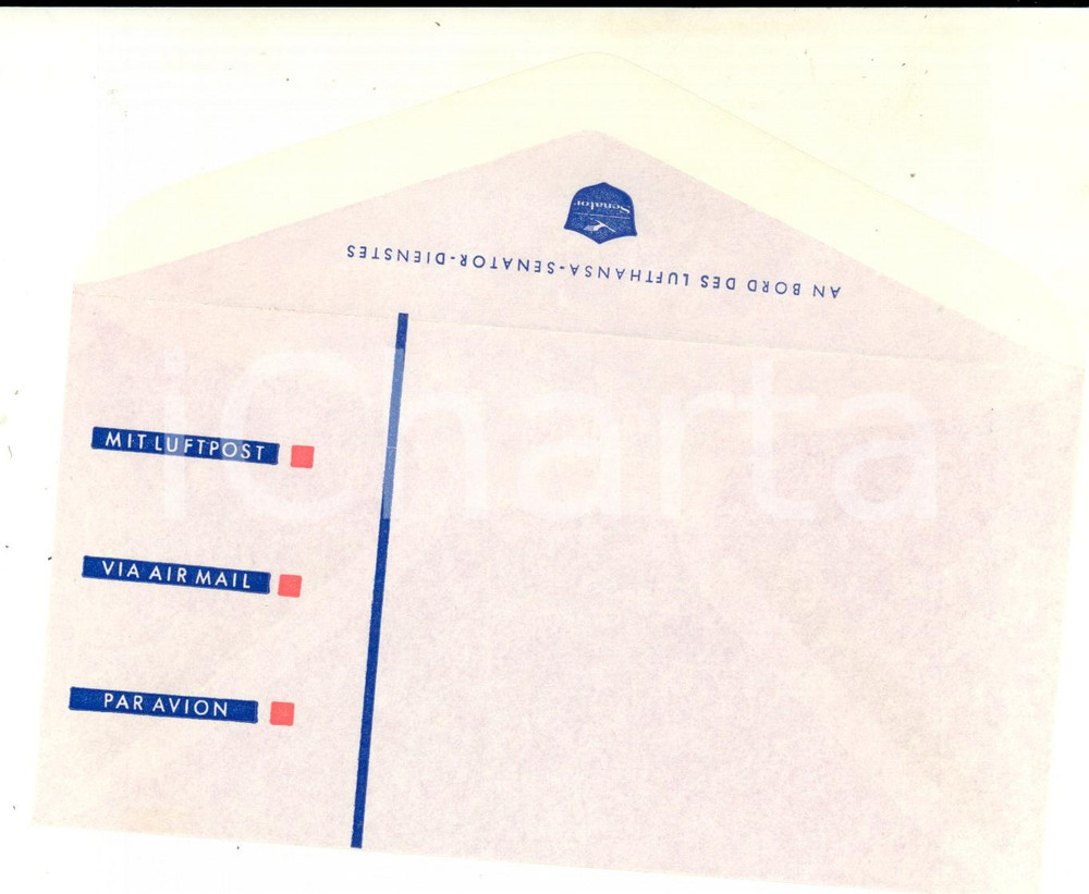 Materiale pubblicitario d’epoca 1970 ca LUFTHANSA Busta pubblicitaria VINTAGE Air mail / Posta aerea 1 1