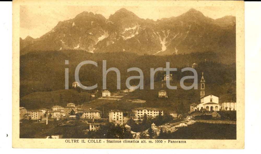 Cartolina originale da collezione 1930 ca OLTRE IL COLLE BG Panorama del paese Cartolina postale FP NV 1