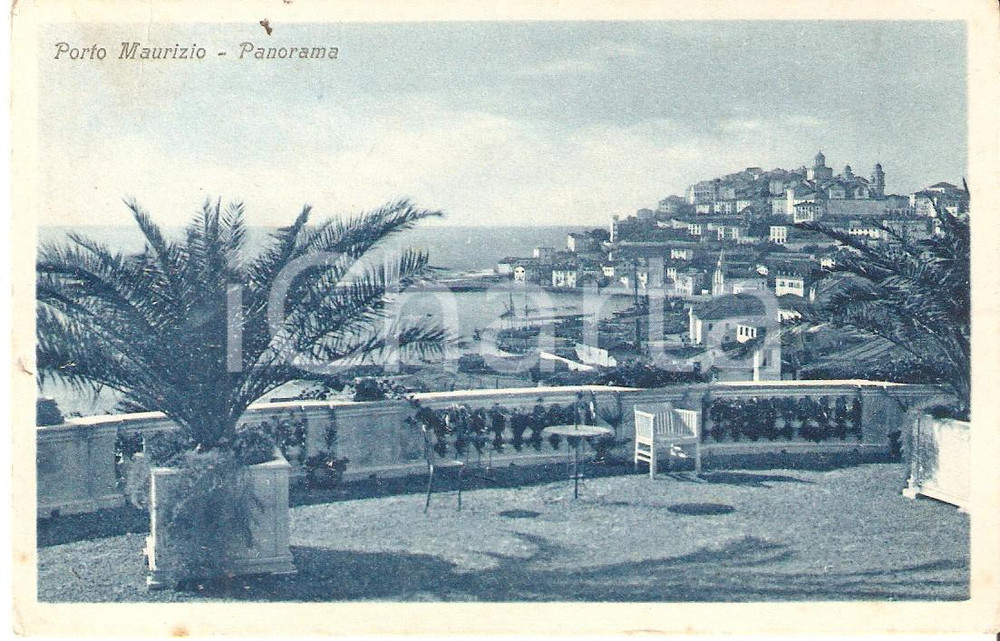 Cartolina originale da collezione 1950 ca PORTO MAURIZIO IM Panorama con tavolino Cartolina FP NV 1