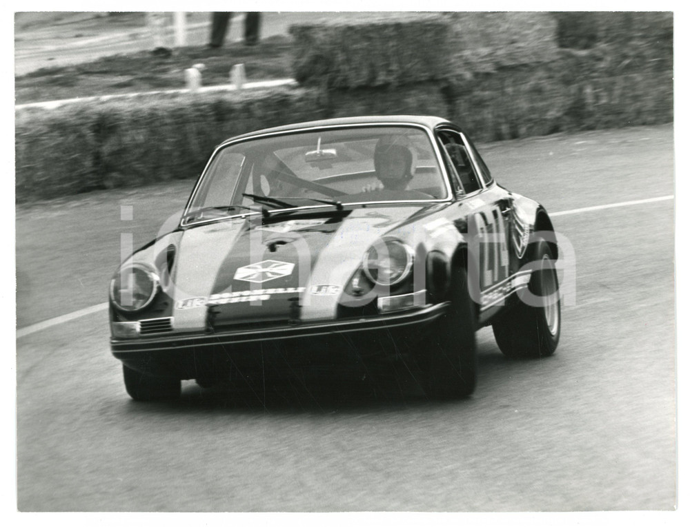 Fotografia d epoca originale 1970 ca PORSCHE 911 Bonomelli Tuning durante una gara Foto RALLY 1