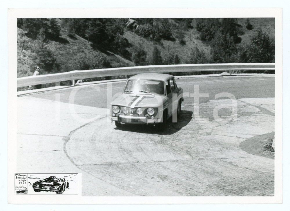 Fotografia d epoca originale 1967 7Â° CESANA SESTRIERE Auto JOLLY CLUB su tornante Foto RALLY 18x13 1