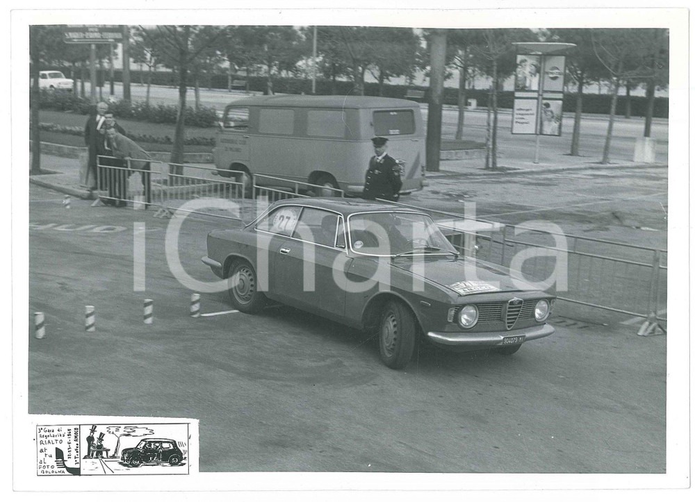 Fotografia d epoca originale 1965 3 Gara RIALTO Trofeo AMOCO Alfa Romeo Giulia GT 1300 carabiniere JOLLY CLUB 1