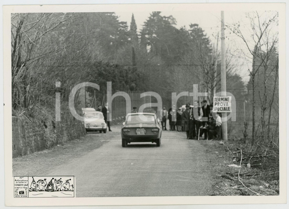 Fotografia d epoca originale 1966 CERRETO LAGHI 15Â° Autoraduno Sciatorio JOLLY CLUB Termine Prova ufficiale 1